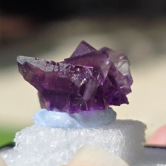 Purple Fluorite ✦ Raw Cube Crystal ✦ 16g Thumbnail Mineral Collector’s Piece - Picture 13 of 17